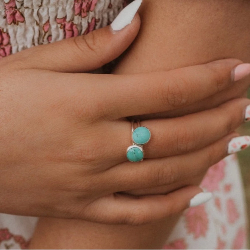Sterling silver stacking 8mm turquoise ring